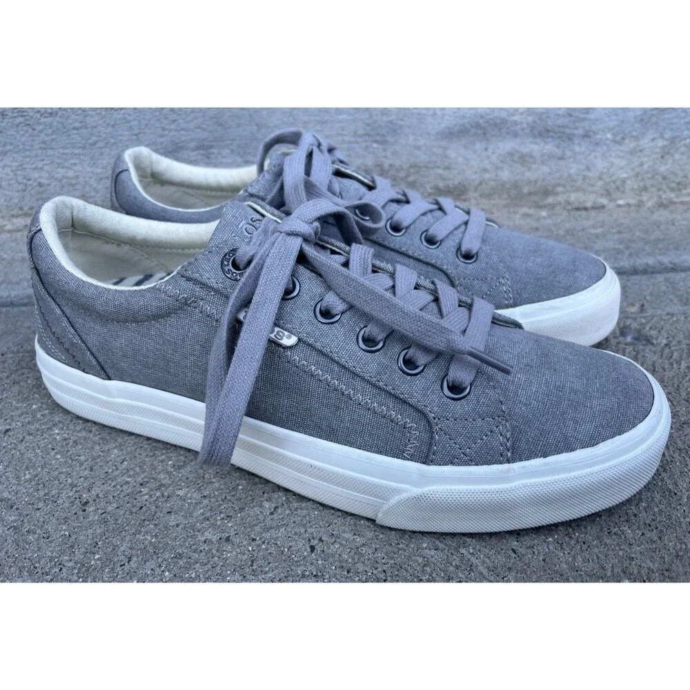 Taos Plim Soul Women's 7.5 Gray Canvas Lace-Up Sneakers - Picture 2 of 13